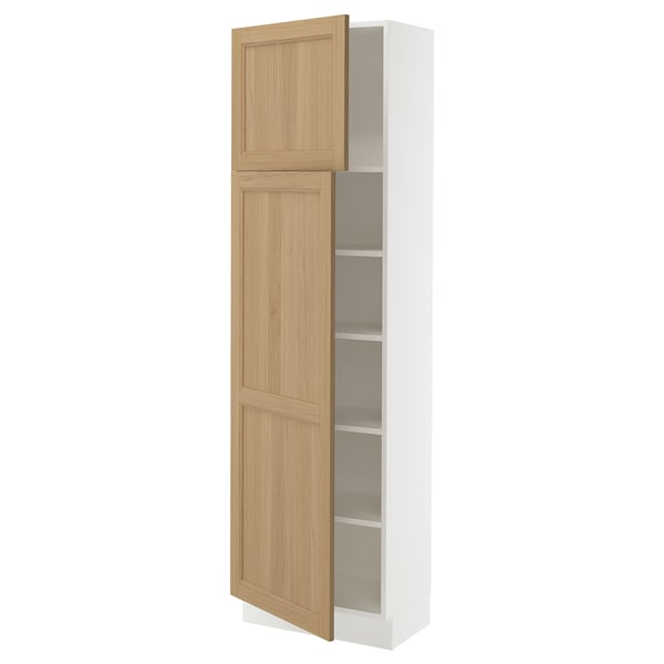 SEKTION High cabinet with shelves/2 doors, white/Vedhamn oak, 24x15x80 "