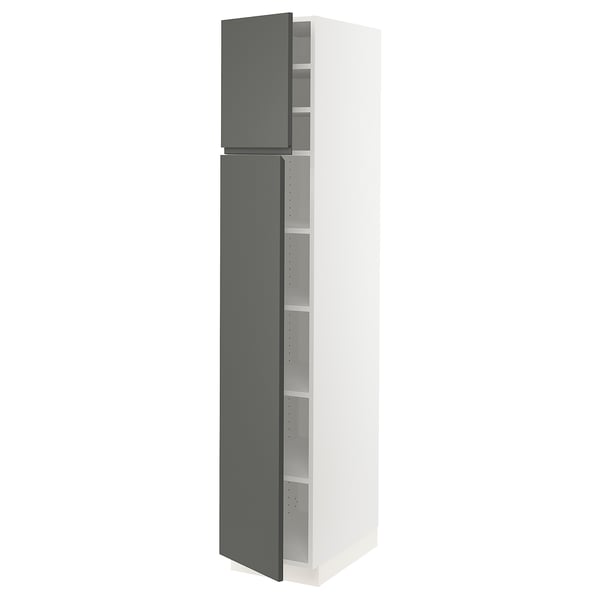 SEKTION High cabinet with shelves/2 doors, white/Voxtorp dark gray, 15x24x80 "