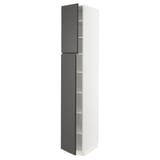 SEKTION High cabinet with shelves/2 doors, white/Voxtorp dark gray, 15x24x90 "
