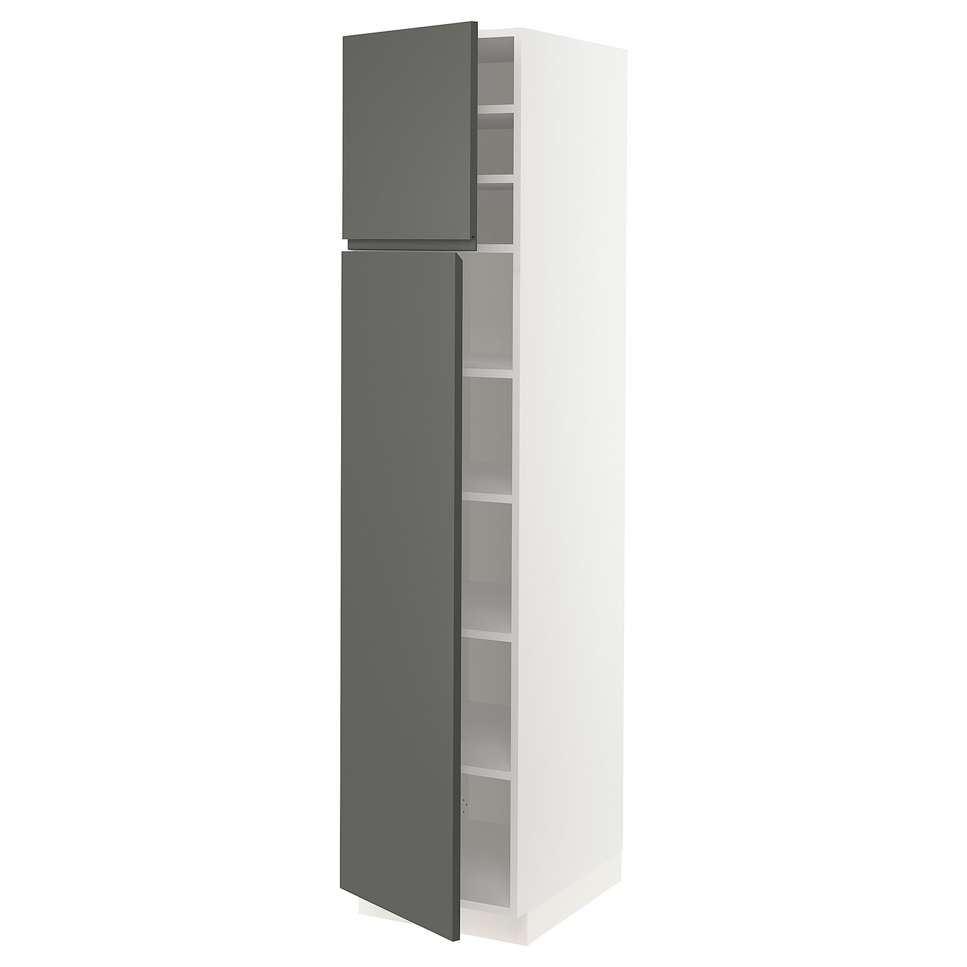 SEKTION high cabinet with shelves/2 doors, white/Voxtorp dark gray