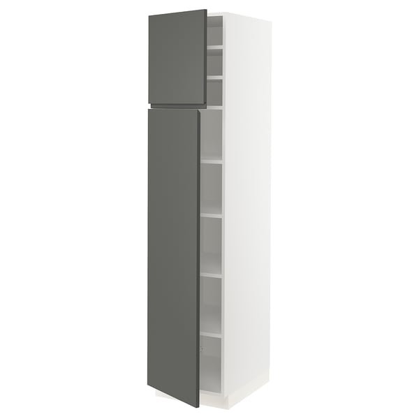 SEKTION High cabinet with shelves/2 doors, white/Voxtorp dark gray, 18x24x80 "