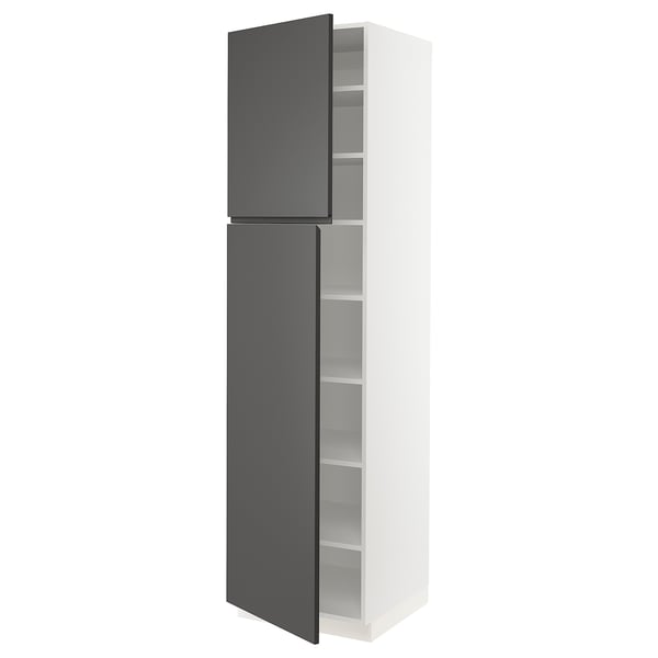 SEKTION High cabinet with shelves/2 doors, white/Voxtorp dark gray, 24x24x90 "