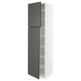 SEKTION High cabinet with shelves/2 doors, white/Voxtorp dark gray, 24x24x90 "