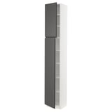 SEKTION High cabinet with shelves/2 doors, white/Voxtorp dark gray, 15x15x90 "