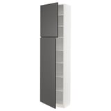 SEKTION High cabinet with shelves/2 doors, white/Voxtorp dark gray, 24x15x90 "