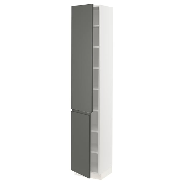 SEKTION High cabinet with shelves/2 doors, white/Voxtorp dark gray, 15x15x80 "