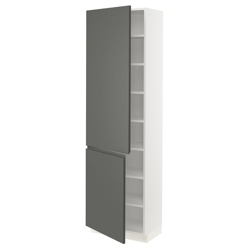 Gray ikea SEKTION cabinet with adjustable shelves.