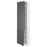 SEKTION High cabinet with shelves/2 doors, white/Voxtorp dark gray, 24x15x90 "