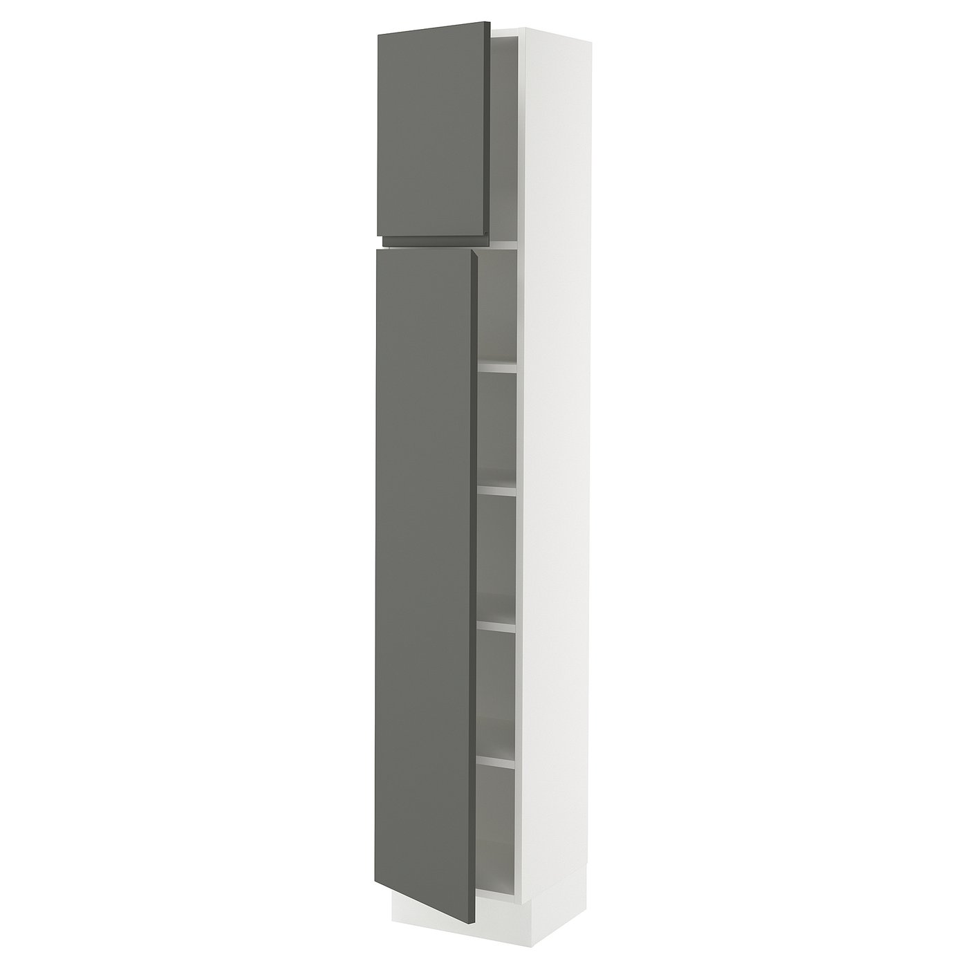 SEKTION high cabinet with shelves/2 doors, white/Voxtorp dark gray