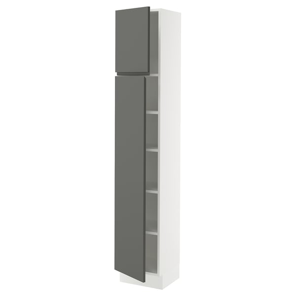SEKTION High cabinet with shelves/2 doors, white/Voxtorp dark gray, 15x15x80 "