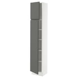 SEKTION High cabinet with shelves/2 doors, white/Voxtorp dark gray, 15x15x80 "