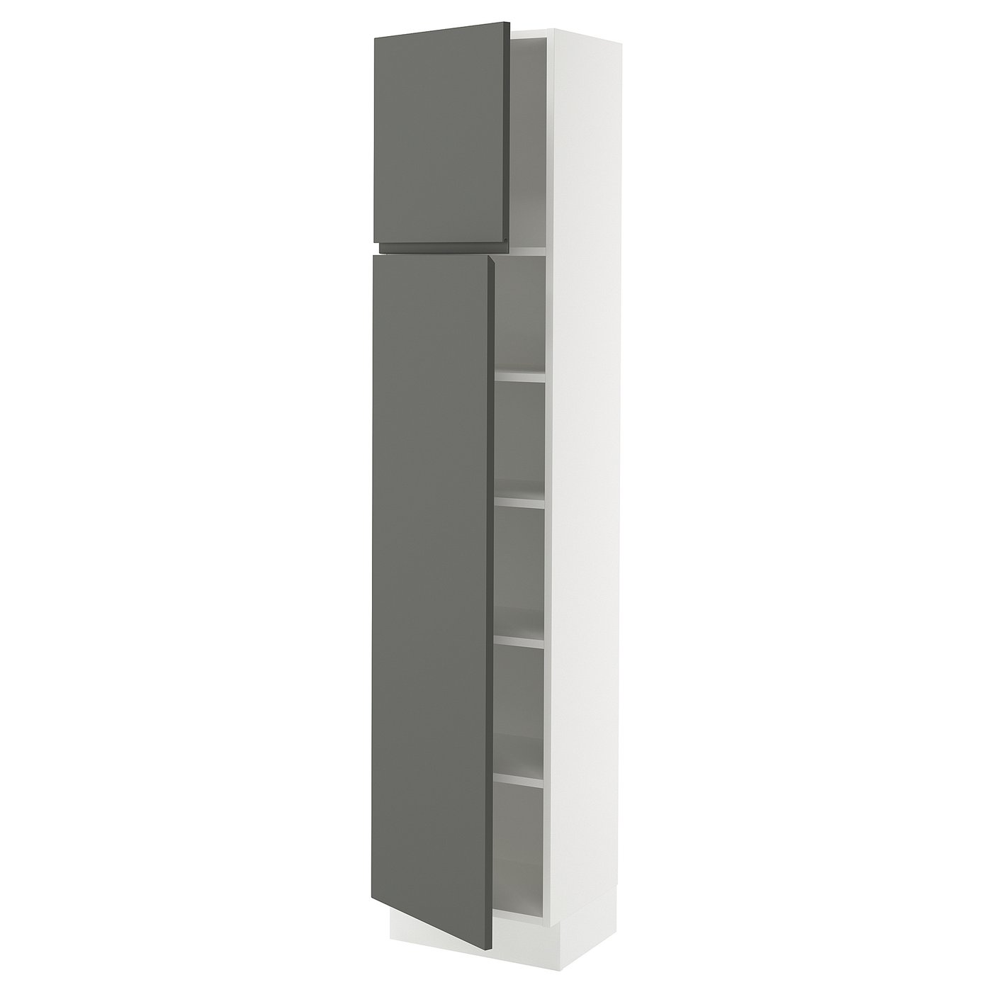 SEKTION high cabinet with shelves/2 doors, white/Voxtorp dark gray