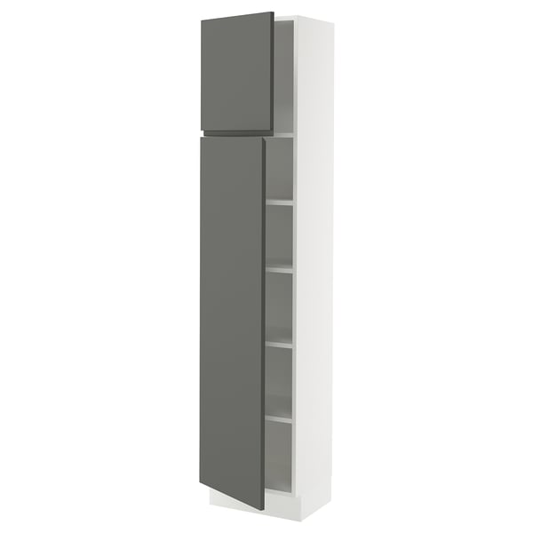 SEKTION High cabinet with shelves/2 doors, white/Voxtorp dark gray, 18x15x80 "