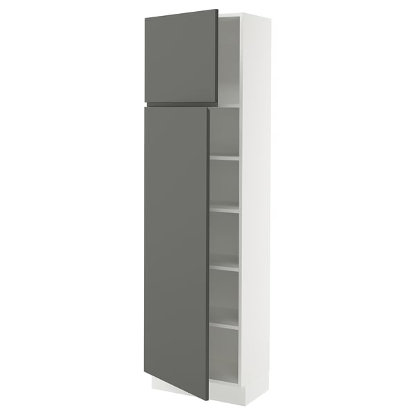 SEKTION High cabinet with shelves/2 doors, white/Voxtorp dark gray, 24x15x80 "