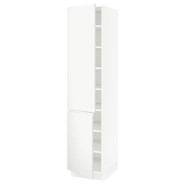 SEKTION High cabinet with shelves/2 doors, white/Voxtorp matte white, 18x24x80 "