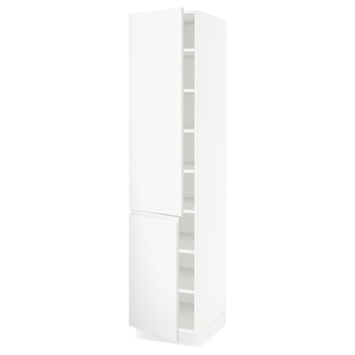 SEKTION white kitchen cabinet, tall, minimalist design, matte finish, adjustable shelves.