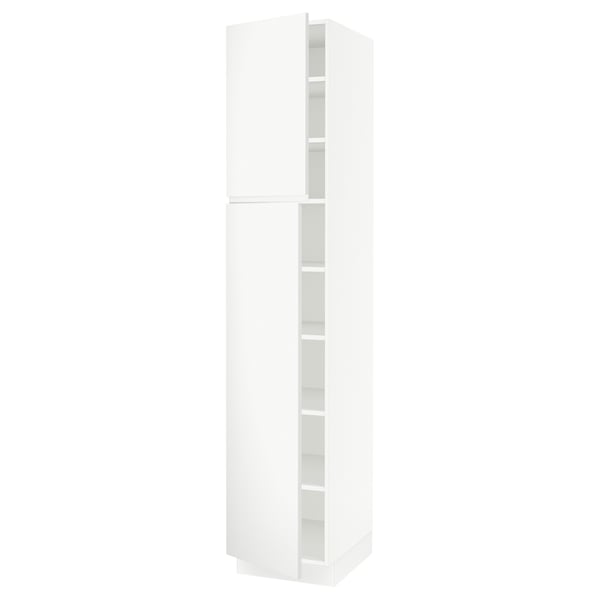 SEKTION High cabinet with shelves/2 doors, white/Voxtorp matte white, 18x24x90 "