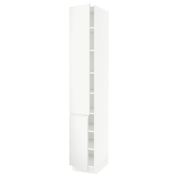 SEKTION High cabinet with shelves/2 doors, white/Voxtorp matte white, 15x24x90 "