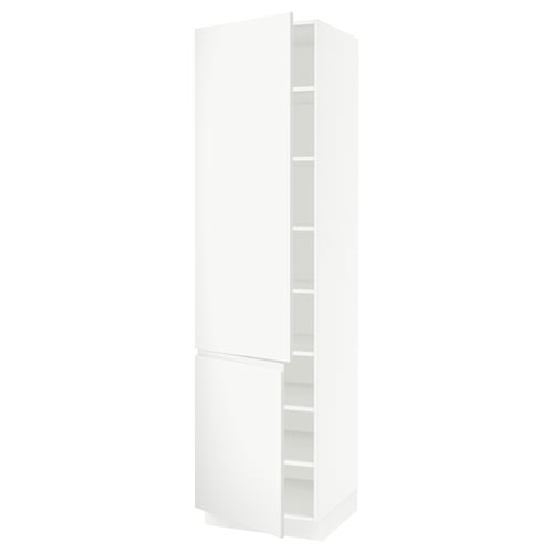 A SEKTION kitchen cabinet in white with minimalist design. It adjustable shelves and a door damper.