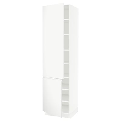 SEKTION High cabinet with shelves/2 doors, white/Voxtorp matte white, 24x24x90 "