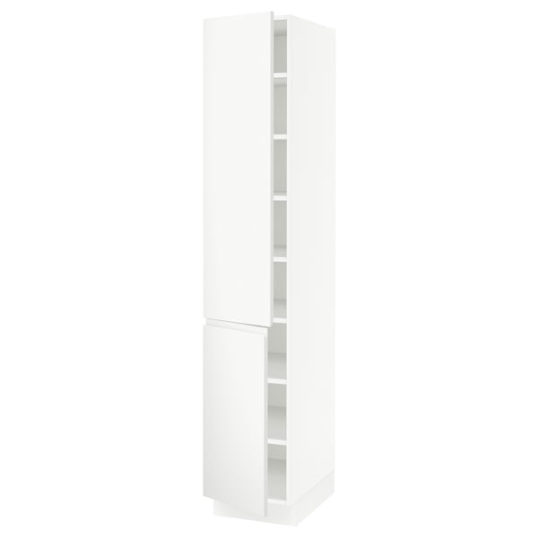 SEKTION High cabinet with shelves/2 doors, white/Voxtorp matte white, 15x24x80 "