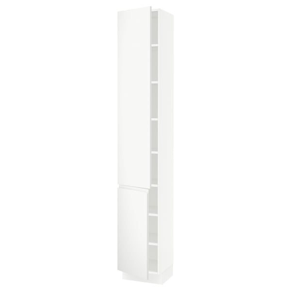 SEKTION High cabinet with shelves/2 doors, white/Voxtorp matte white, 15x15x90 "