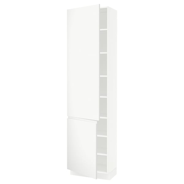 SEKTION High cabinet with shelves/2 doors, white/Voxtorp matte white, 24x15x90 "