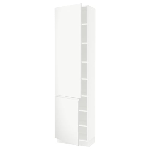 A white SEKTION tall kitchen cabinet with a modern design and minimalist appearance.