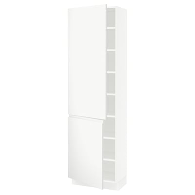 SEKTION white kitchen cabinet with hidden handles, adjustable shelves, and gentle door close.