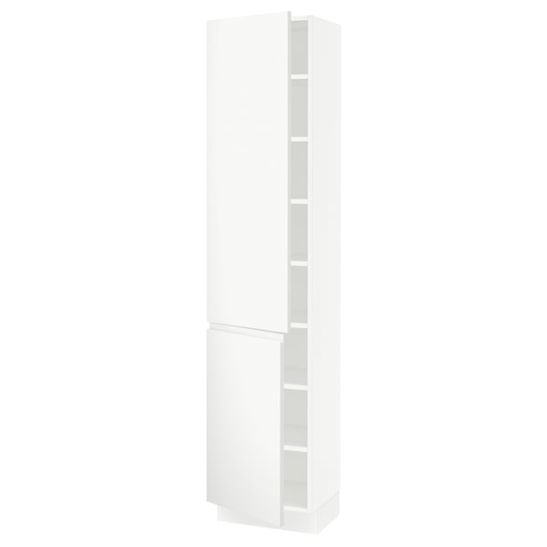 SEKTION High cabinet with shelves/2 doors, white/Voxtorp matte white, 18x15x80 "
