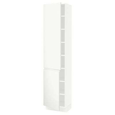 SEKTION High cabinet with shelves/2 doors, white/Voxtorp matte white, 18x15x80 "