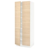 SEKTION High cabinet with shelves/4 doors, white/Askersund light ash effect, 30x24x80 "