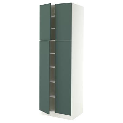 SEKTION High cabinet with shelves/4 doors, white/Aspudden dark gray-green, 30x24x90 "