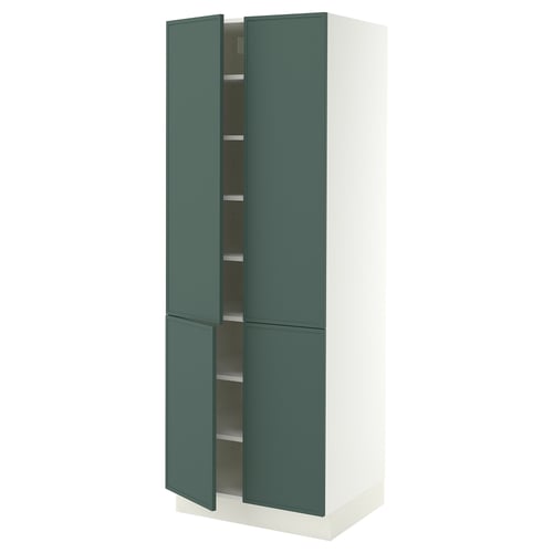 SEKTION High cabinet with shelves/4 doors, white/Aspudden dark gray-green, 30x24x80 "
