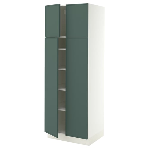 SEKTION High cabinet with shelves/4 doors, white/Aspudden dark gray-green, 30x24x80 "