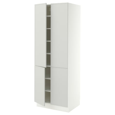 SEKTION High cabinet with shelves/4 doors, white/Aspudden light gray, 30x24x80 "