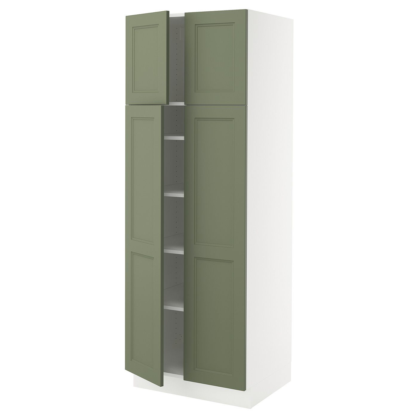 SEKTION high cabinet with shelves/4 doors, white/Axstad gray-green