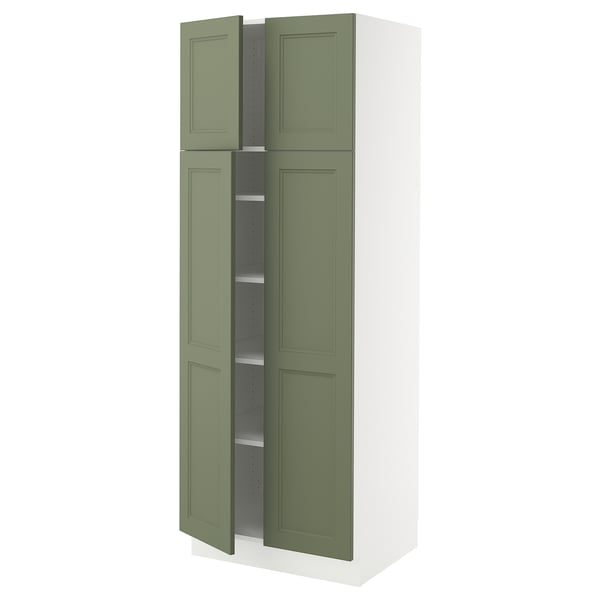 SEKTION High cabinet with shelves/4 doors, white/Axstad gray-green, 30x24x80 "