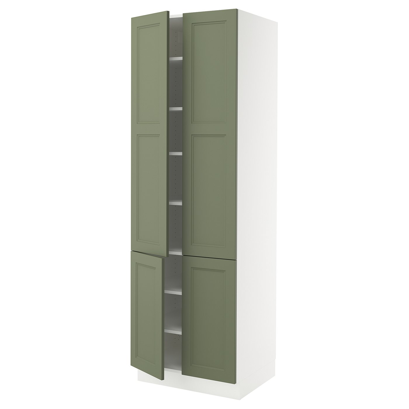 SEKTION high cabinet with shelves/4 doors, white/Axstad gray-green