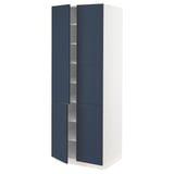 SEKTION High cabinet with shelves/4 doors, white Axstad/matte blue, 30x24x80 "