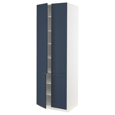 SEKTION High cabinet with shelves/4 doors, white Axstad/matte blue, 30x24x90 "
