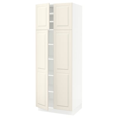 SEKTION High cabinet with shelves/4 doors, white/Bodbyn off-white, 30x24x80 "
