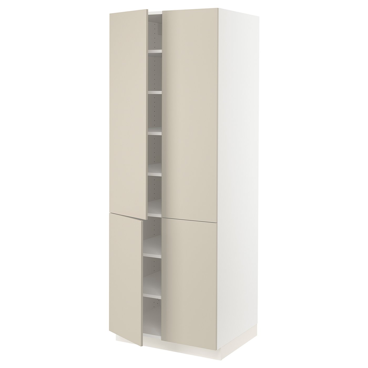 SEKTION high cabinet with shelves/4 doors, white/Havstorp beige