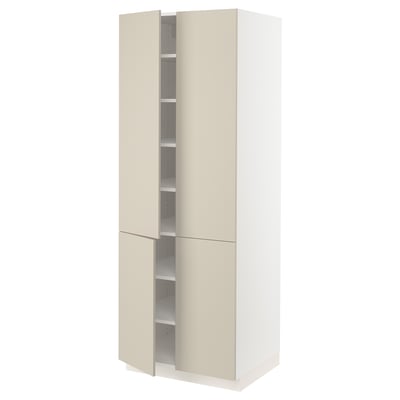 SEKTION High cabinet with shelves/4 doors, white/Havstorp beige, 30x24x80 "
