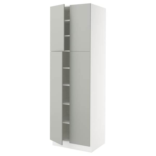 SEKTION High cabinet with shelves/4 doors, white/Havstorp light gray, 30x24x90 "