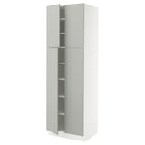 SEKTION High cabinet with shelves/4 doors, white/Havstorp light gray, 30x24x90 "