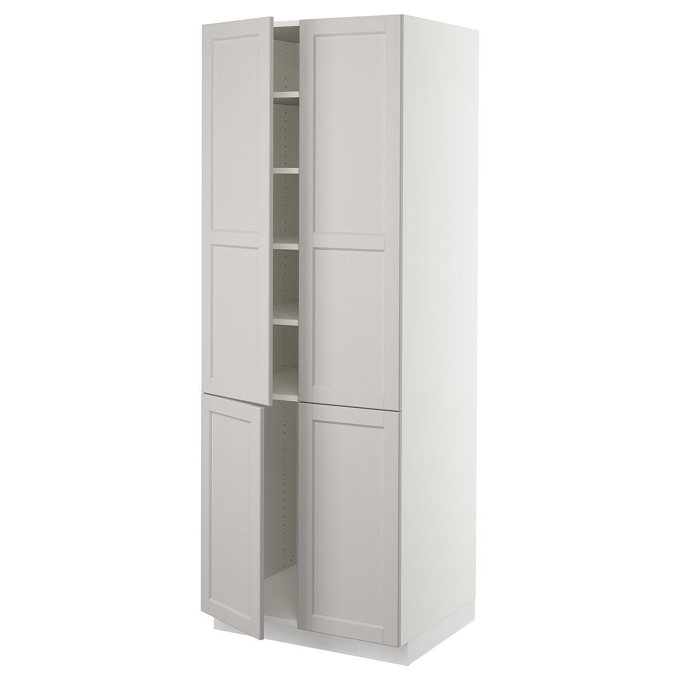 SEKTION High with shelves/4 doors white/Lerhyttan light gray