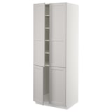 SEKTION High cabinet with shelves/4 doors, white/Lerhyttan light gray, 30x24x80 "