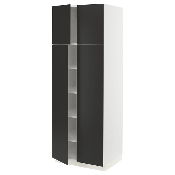 SEKTION High cabinet with shelves/4 doors, white/Nickebo matte anthracite, 30x24x80 "