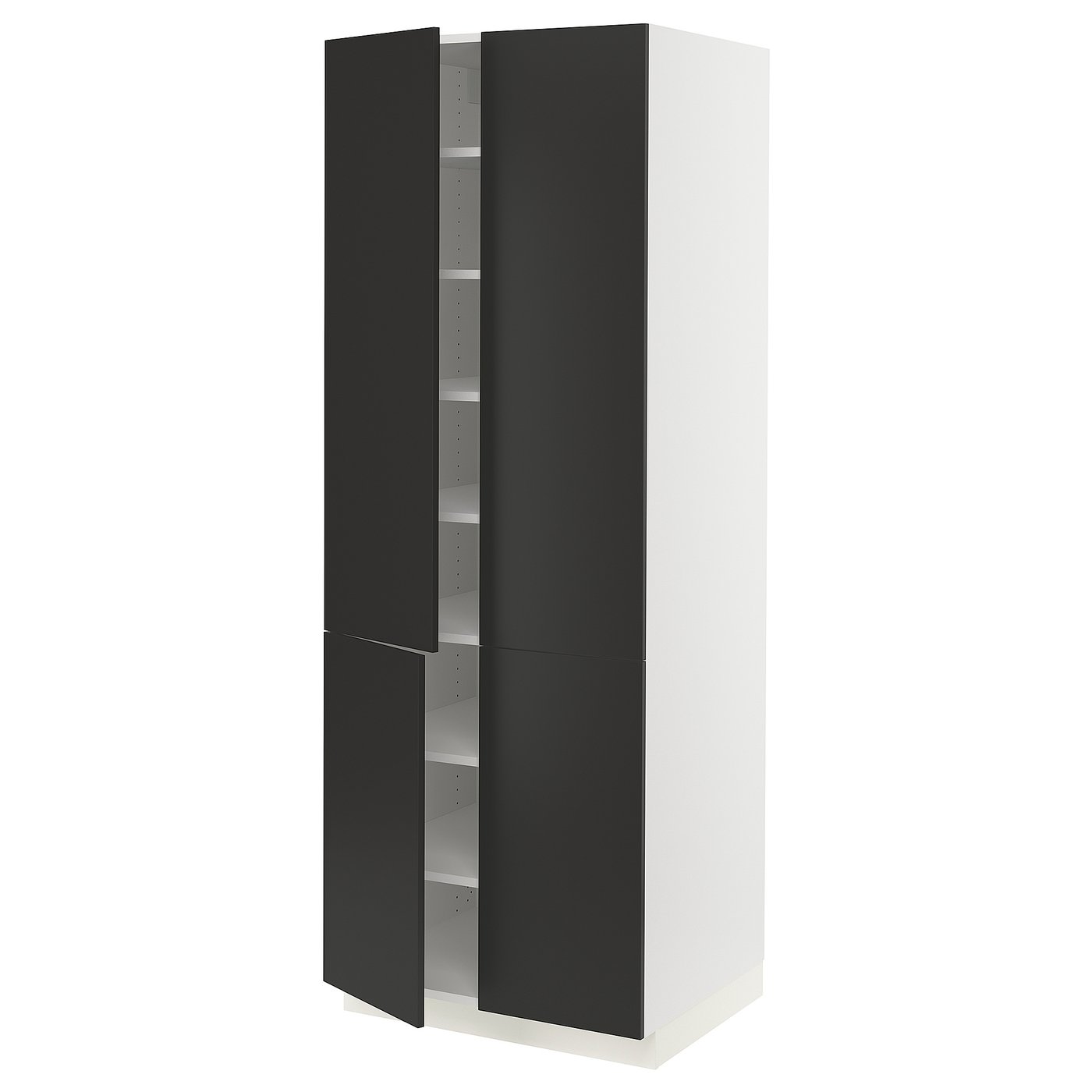 SEKTION high cabinet with shelves/4 doors, white/Nickebo matte